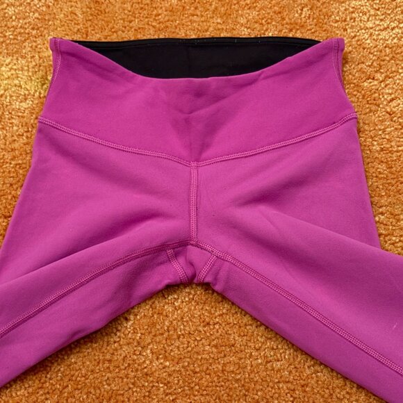 Lululemon Wunder Under Crop Reversible Mid Rise 21" Leggings Black/Violet Luon 4 - Picture 4 of 8